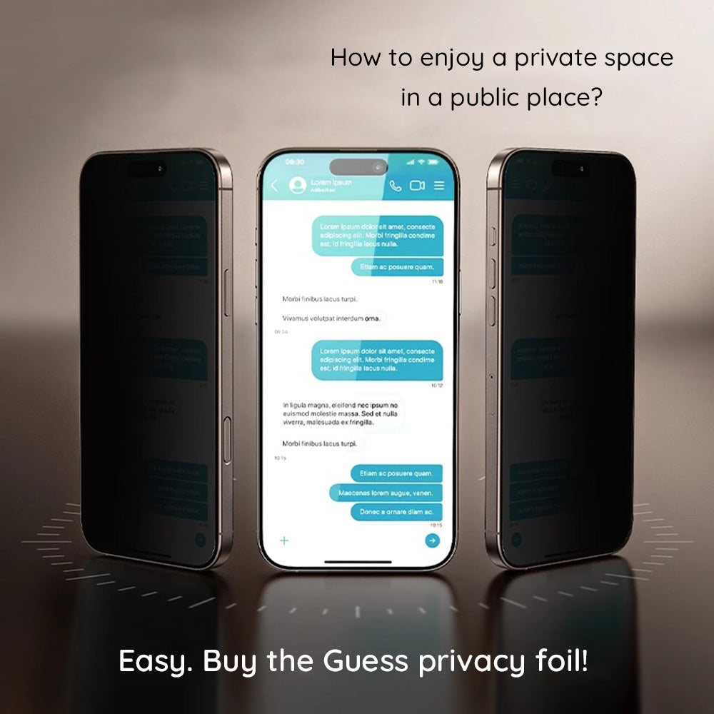 Pellicola Protettiva Privacy Guess per Apple iPhone 16 Pro Max, Vetro Temperato, Full Glue, 2.5D, GUTGP16XBOKGCIP