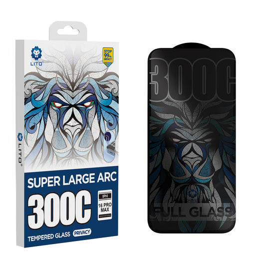 Pellicola protettiva per schermo Privacy Lito D+ Max 300C per Apple iPhone 16 Plus, Vetro temperato, Full Glue