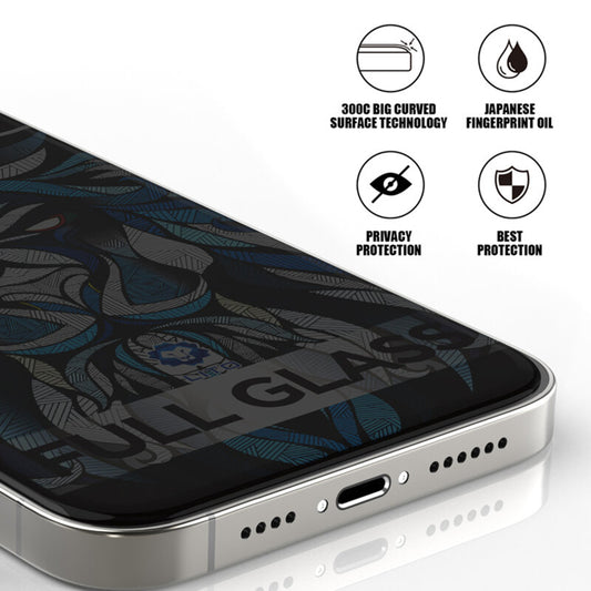 Pellicola Protettiva Schermo Privacy Lito D+ Max 300C per Apple iPhone 17 / 16 Pro, Vetro Temperato, Full Glue
