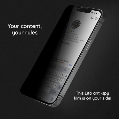 Pellicola protettiva per schermo Privacy Lito HD Pro per Apple iPhone 15 Plus, Vetro temperato, Full Glue