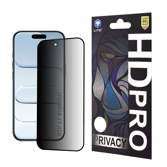 Pellicola Protettiva Schermo Privacy Lito HD Pro per Apple iPhone 17 Air, Vetro Temperato, Full Glue