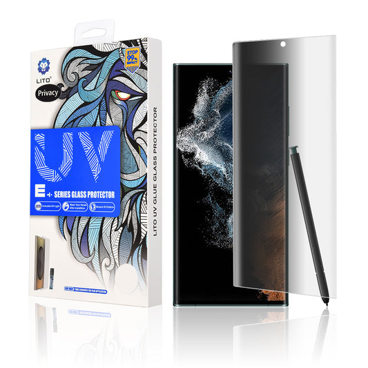 Pellicola protettiva per schermo Privacy Lito per Samsung Galaxy S22 Ultra 5G S908, Vetro temperato, Colla UV, 3D