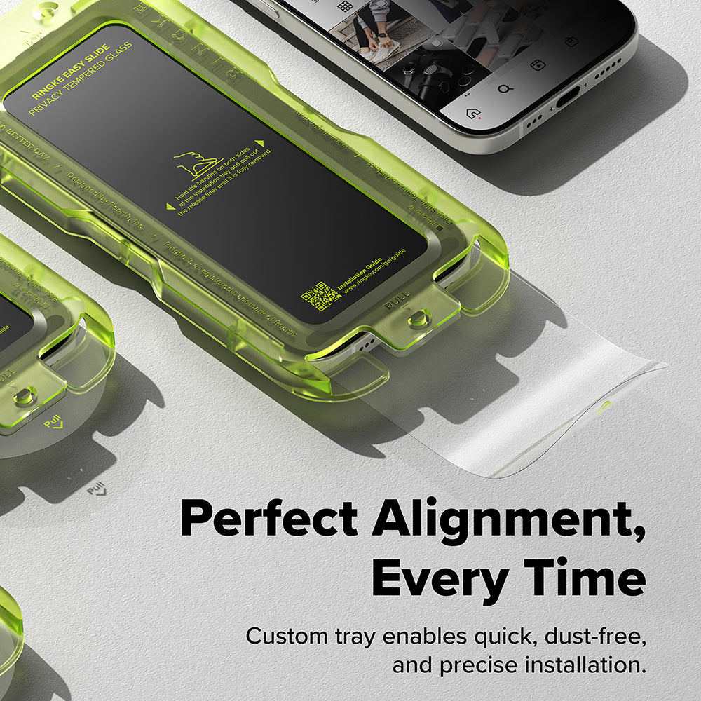 Pellicola protettiva per schermo Privacy Ringke Easy Slide per Apple iPhone 17 Air, Vetro temperato, Colla completa, Set da 2 pezzi