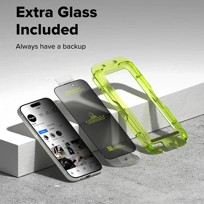 Pellicola protettiva per schermo Privacy Ringke Easy Slide per Apple iPhone 17 Pro Max, Vetro temperato, Full Glue, Set da 2 pezzi
