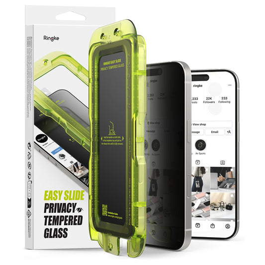 Pellicola protettiva per schermo Privacy Ringke Easy Slide per Apple iPhone 17, vetro temperato, Full Glue, set da 2 pezzi