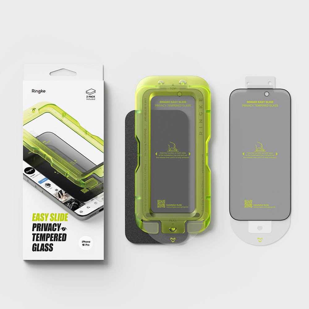Pellicola protettiva per schermo Privacy Ringke Easy Slide per Apple iPhone 18 Pro Max, vetro temperato, Full Glue, set da 2 pezzi