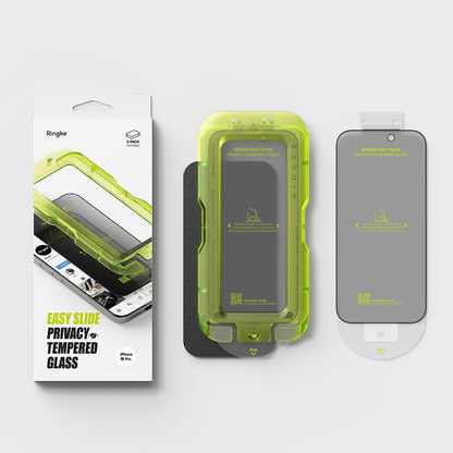Pellicola protettiva per schermo Privacy Ringke Easy Slide per Apple iPhone 18 Pro Max, vetro temperato, Full Glue, set da 2 pezzi