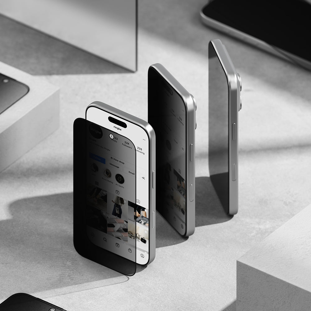 Pellicola protettiva per schermo Privacy Ringke Easy Slide per Apple iPhone 18 Pro, Vetro temperato, Colla completa, Set da 2 pezzi