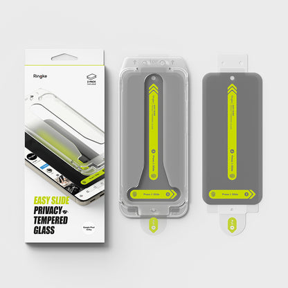 Pellicola protettiva per schermo Privacy Ringke Easy Slide per Google Pixel 11 Pro / 10 Pro / 9 Pro, Vetro temperato, Colla completa, Set da 2 pezzi