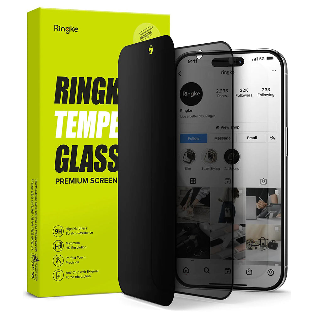 Pellicola Protettiva Privacy Ringke per Apple iPhone 15 Pro, Vetro Temperato, Full Glue