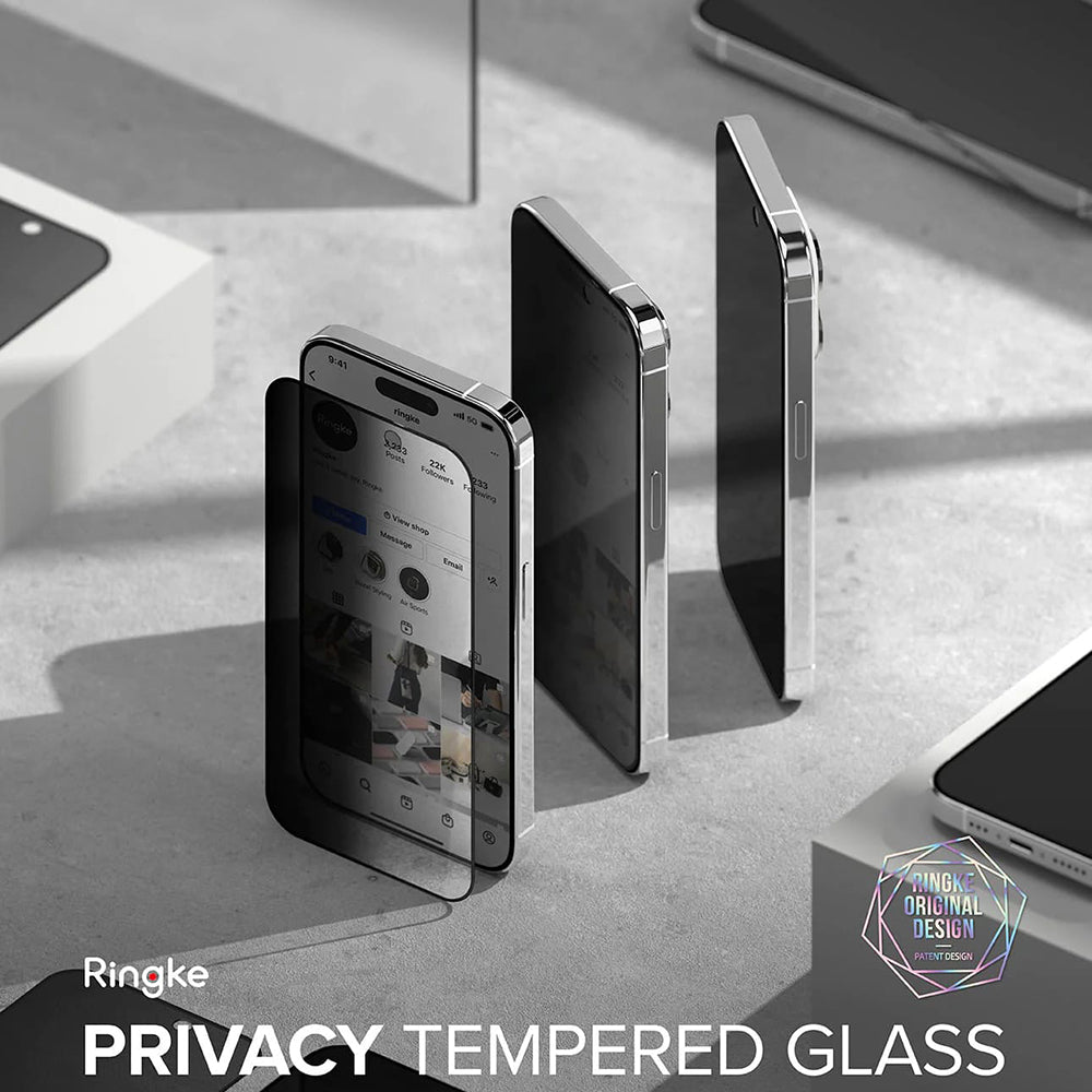 Pellicola Protettiva Privacy Ringke per Apple iPhone 15 Pro, Vetro Temperato, Full Glue