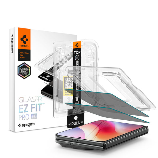 Spigen GlastR EZ FIT Pro HD Exterior Privacy Screen Protector Film for Apple iPhone Duo, Tempered Glass, Full Glue, Set of 2 pieces AGL12015