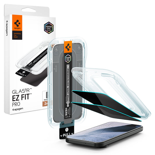 Pellicola protettiva per schermo Privacy Spigen GlastR EZ FIT Pro per Google Pixel 11 / 10, Vetro temperato, Full Glue, Set 2 pezzi AGL11546