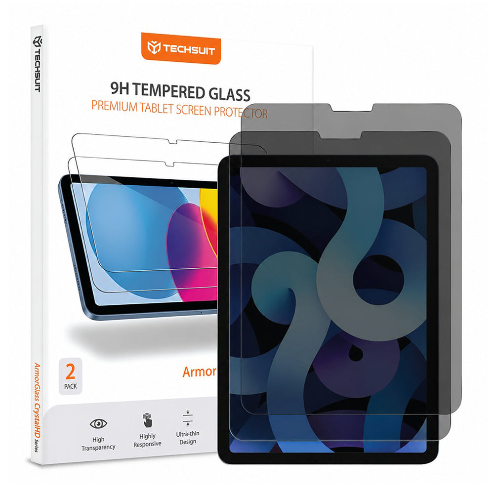 Pellicola protettiva per schermo Privacy Techsuit ArmorGlass CrystalHD per Apple iPad Pro 11 (2022), Vetro temperato, Full Glue, Set 2 pezzi