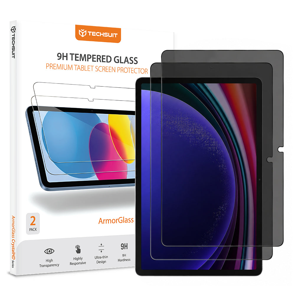 Pellicola protettiva per schermo Privacy Techsuit ArmorGlass CrystalHD per Samsung Galaxy Tab S10 Lite, Vetro temperato, Full Glue, Set da 2 pezzi