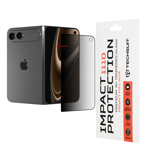 Pellicola Protettiva Schermo Esterno Privacy Techsuit per Apple iPhone Ultra, Vetro Temperato, Full Glue, 111D