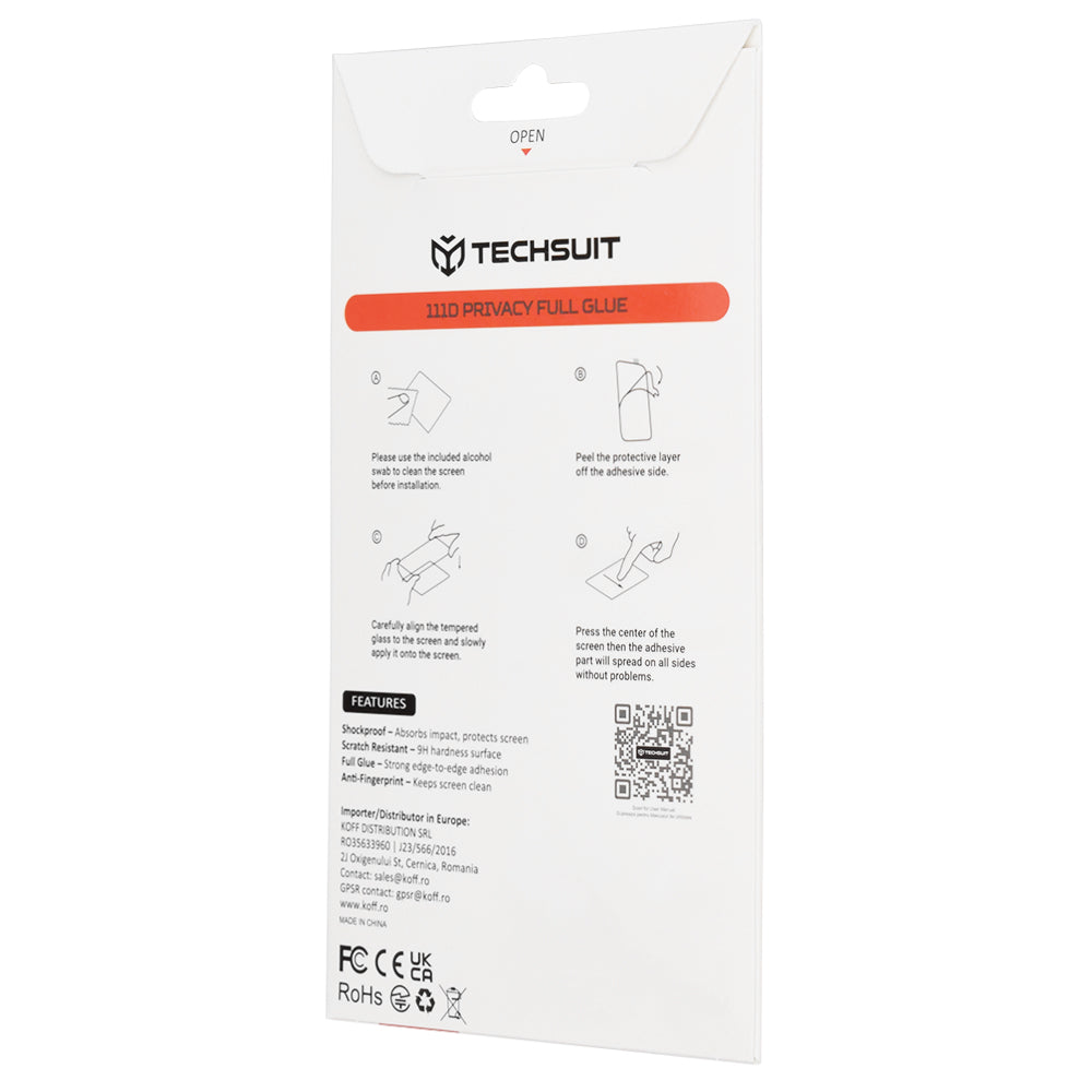 Pellicola Protettiva Schermo Esterno Privacy Techsuit per Apple iPhone Ultra, Vetro Temperato, Full Glue, 111D