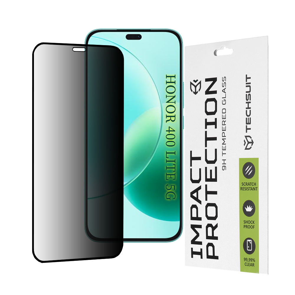 Pellicola protettiva per schermo Privacy Techsuit per Honor 400 Lite / X8c / X8b, Vetro temperato, Full Glue, 111D