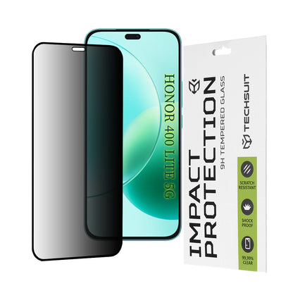 Pellicola protettiva per schermo Privacy Techsuit per Honor 400 Lite / X8c / X8b, Vetro temperato, Full Glue, 111D