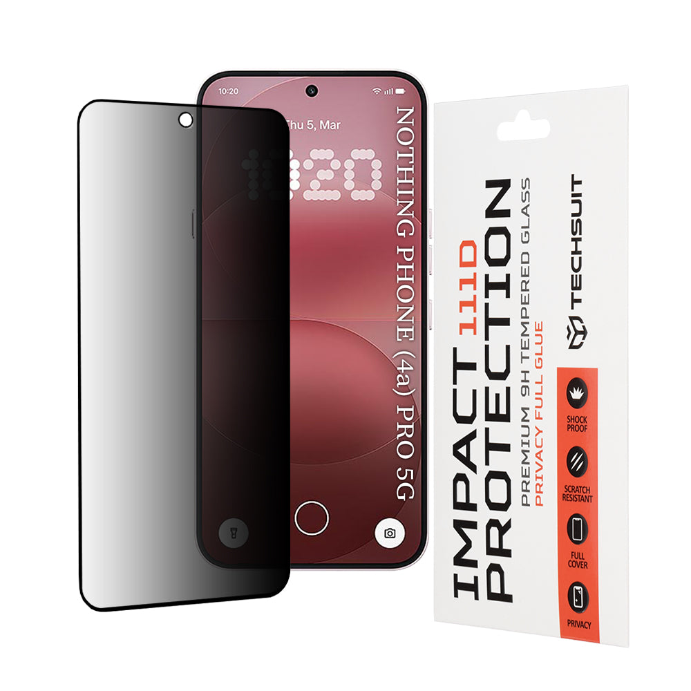 Pellicola Protettiva Schermo Privacy Techsuit per Nothing Phone (4a) Pro, Vetro Temperato, Full Glue, 111D