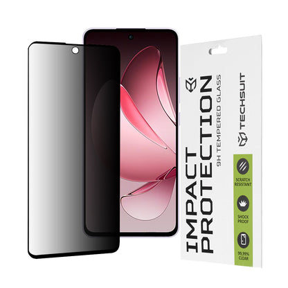 Pellicola protettiva per schermo Privacy Techsuit per Oppo Reno13 FS 5G / Reno13 F 4G / Reno13 F, Vetro Temperato, Full Glue, 111D