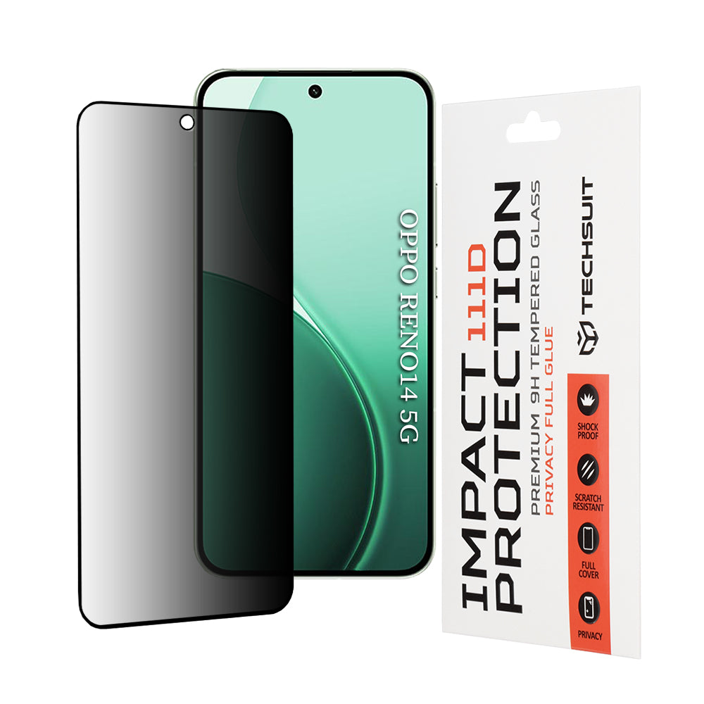 Pellicola Protettiva Schermo Privacy Techsuit per Oppo Reno14, Vetro Temperato, 111D