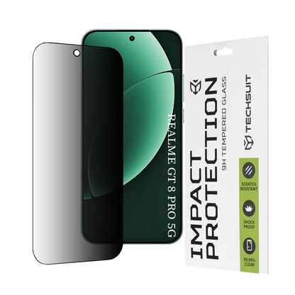 Pellicola Protettiva Schermo Privacy Techsuit per Realme GT 8 Pro, Vetro Temperato, Full Glue, 111D