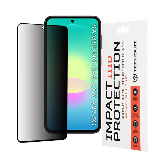 Pellicola protettiva per schermo Privacy Techsuit per Samsung Galaxy A27 5G, Vetro Temperato, Full Glue, 111D