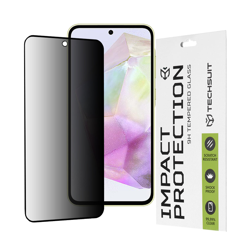 Privacy Techsuit Screen Protector for Samsung Galaxy M56 M566 / M35 / A55 5G A556 / A35 5G A356, Tempered Glass, Full Glue, 111D