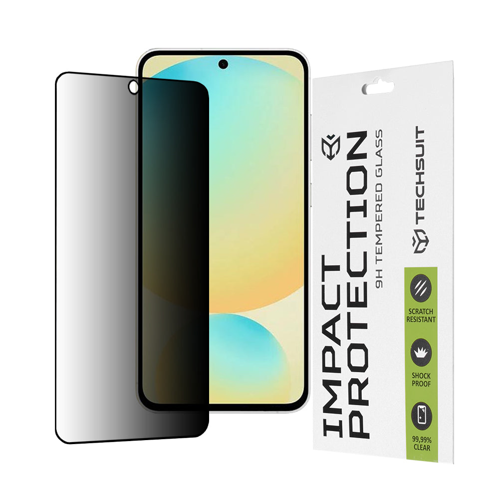 Pellicola protettiva per schermo Privacy Techsuit per Samsung Galaxy S24 FE S721, Vetro temperato, Full Glue, 111D