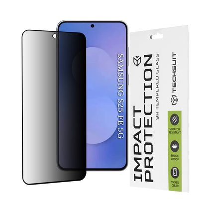 Pellicola protettiva per schermo Privacy Techsuit per Samsung Galaxy S25 FE, Vetro temperato, Full Glue, 111D