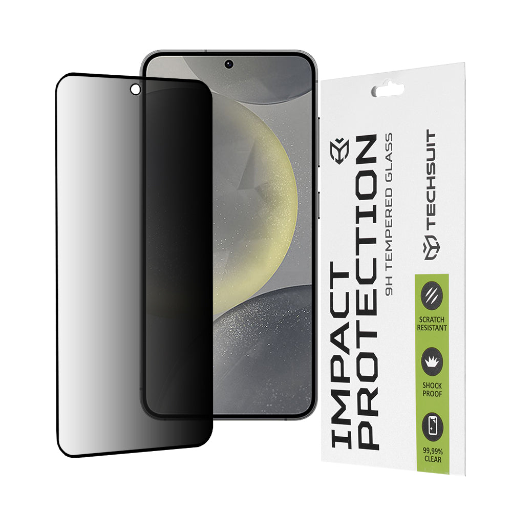 Pellicola protettiva per schermo Privacy Techsuit per Samsung Galaxy S25 S931 / S24 S921, Vetro Temperato, Full Glue, 111D