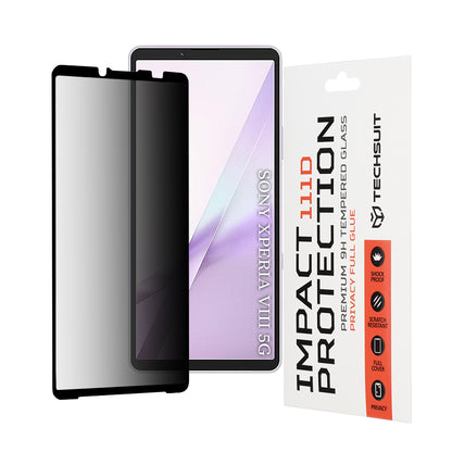 Pellicola protettiva per schermo Privacy Techsuit per Sony Xperia 10 VIII, Vetro temperato, Full Glue, 111D