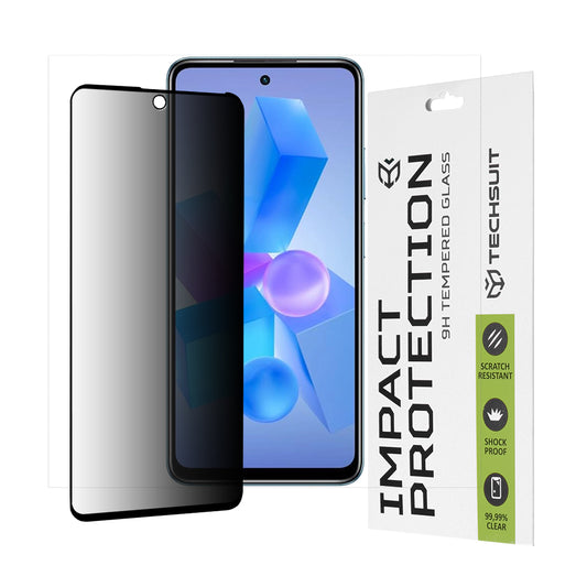 Pellicola protettiva per schermo Privacy Techsuit per Tecno Spark 20 Pro / Pova 5 Pro / Hot 40 / Hot 40 Pro, Vetro temperato, Full Glue, 111D