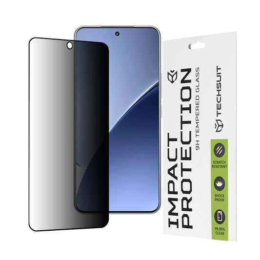 Pellicola protettiva per schermo Privacy Techsuit per Xiaomi 15, Vetro temperato, Full Glue, 111D