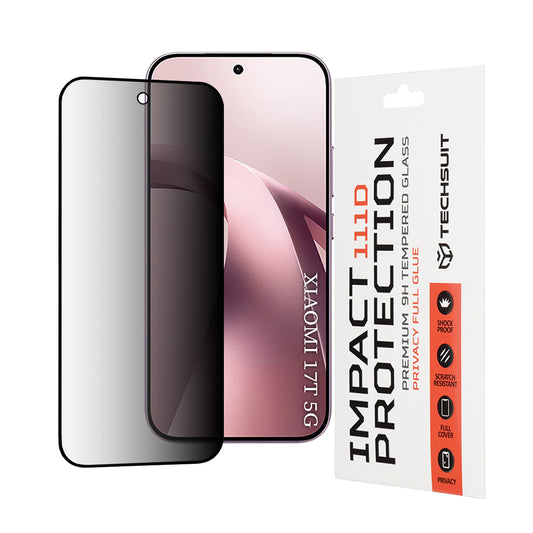 Pellicola protettiva per schermo Privacy Techsuit per Xiaomi 17T, Vetro temperato, Full Glue, 111D