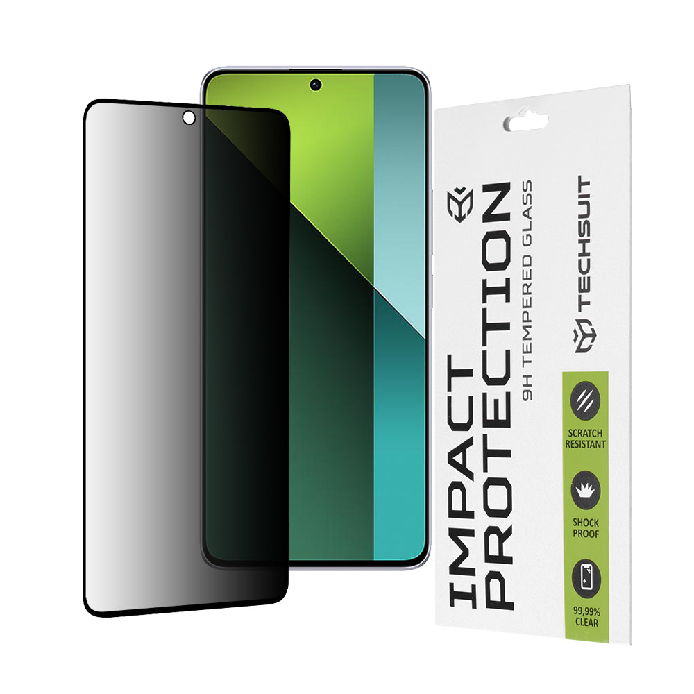 Privacy Techsuit Screen Protector Film for Xiaomi Poco X6 / Redmi Note 13 Pro 5G, Tempered Glass, Full Glue, 111D