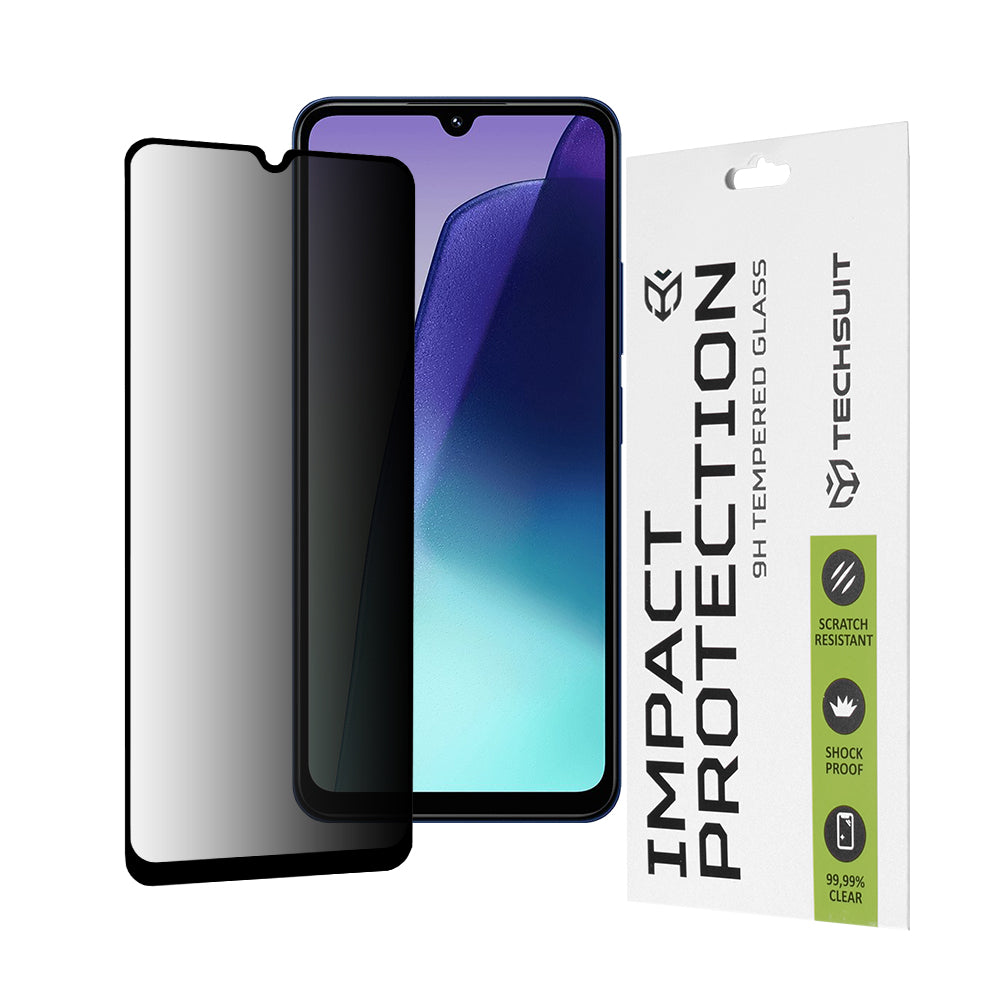 Pellicola protettiva per schermo Privacy Techsuit per Xiaomi Redmi A5 4G (Regionale) / 14C / Poco C75, Vetro Temperato, Full Glue, 111D