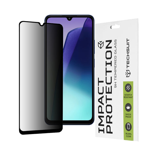 Pellicola protettiva per schermo Privacy Techsuit per Xiaomi Redmi A5 4G (Regionale) / 14C / Poco C75, Vetro Temperato, Full Glue, 111D