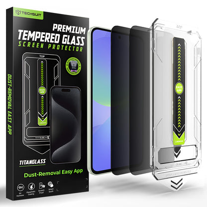 Pellicola protettiva per schermo Privacy Techsuit TitanGlass CrystalHD per Samsung Galaxy A37 5G / A36 A366, Vetro Temperato, Colla Completa, Set 2 pezzi