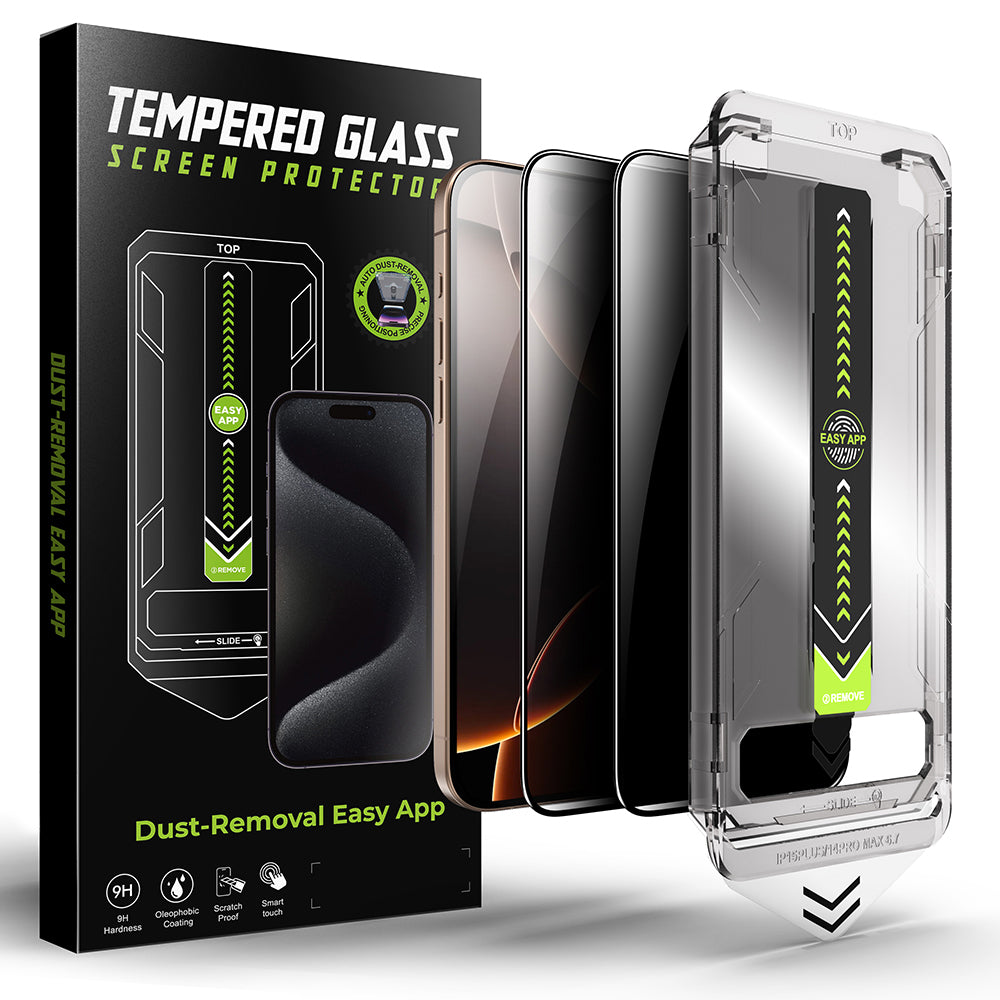 Pellicola protettiva per schermo Privacy Techsuit TitanGlass per Apple iPhone 15 Pro Max, Vetro temperato, Full Glue, Set da 2 pezzi