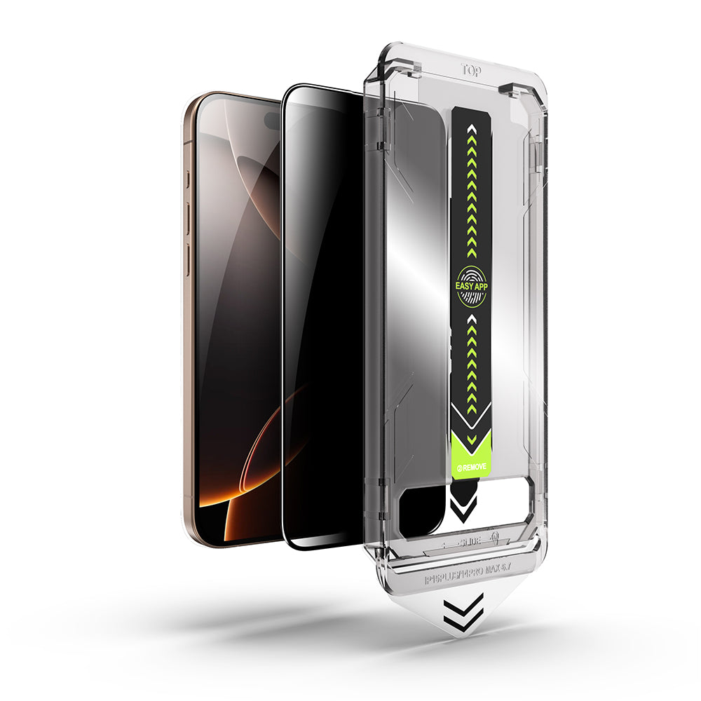Pellicola protettiva per schermo Privacy Techsuit TitanGlass per Apple iPhone 16 / 15, Vetro temperato, Full Glue