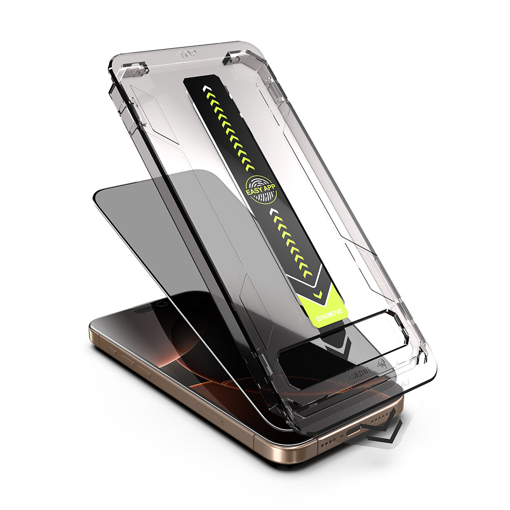 Pellicola protettiva per schermo Privacy Techsuit TitanGlass per Apple iPhone 16 / 15, Vetro temperato, Full Glue
