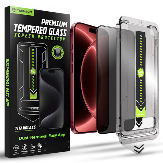 Pellicola protettiva per schermo Privacy Techsuit TitanGlass per Apple iPhone 18 Pro Max, Vetro temperato, Colla completa