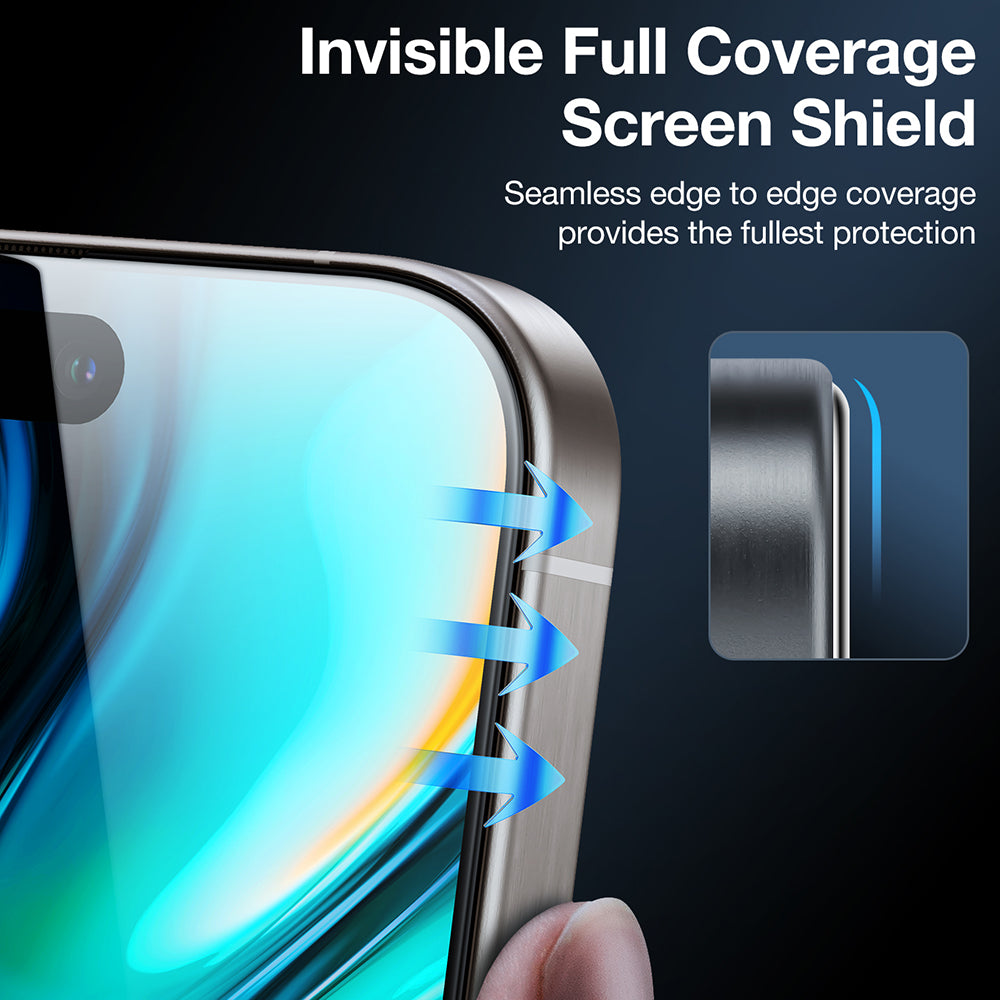 Pellicola protettiva per schermo Privacy Torras GlassGo Install Master per Apple iPhone 16 Pro Max, Vetro Temperato, Full Glue