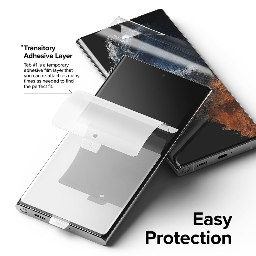 Pellicola Protettiva Schermo Ringke Dual Easy per Samsung Galaxy S22 Ultra 5G S908, Plastica, Set 2 pezzi