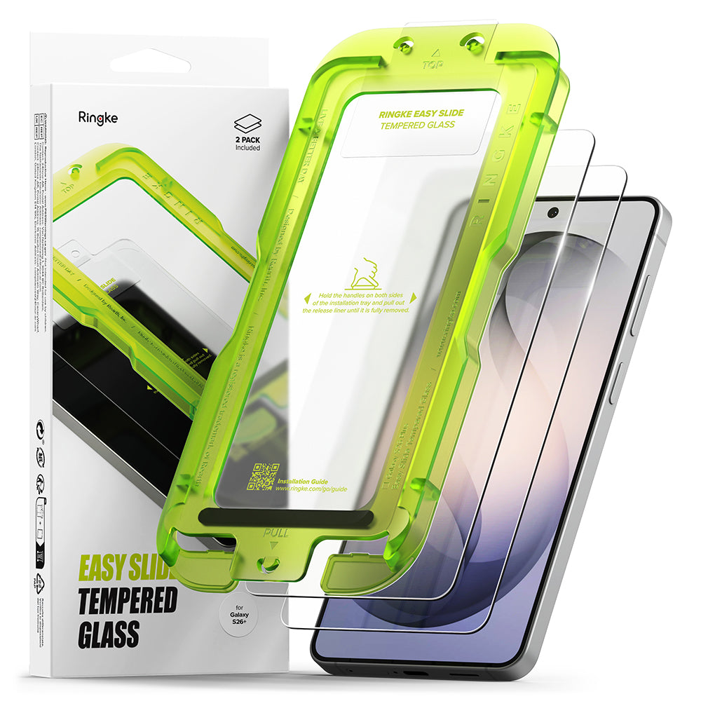 Pellicola Protettiva Schermo Ringke Easy Slide per Samsung Galaxy S26 Plus S947, Vetro Temperato, Full Glue, Set 2 pezzi