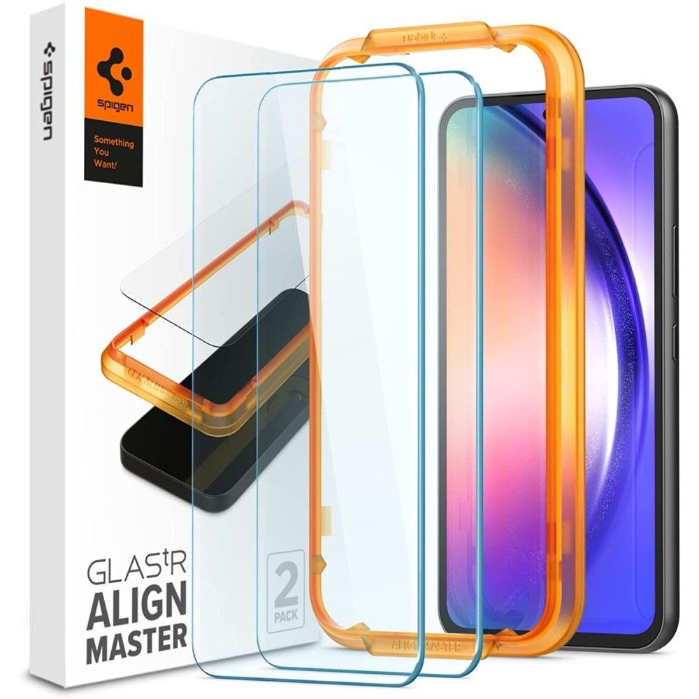 Pellicola protettiva per schermo Spigen GlastR Align Master per Samsung Galaxy A54 A546, vetro temperato, Full Glue, set 2 pezzi AGL05966