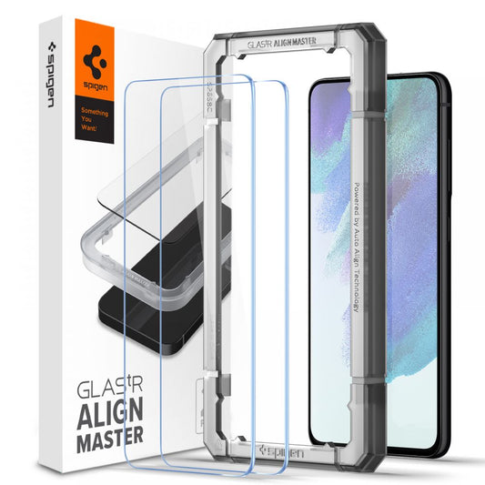 Pellicola Protettiva Schermo Spigen GlastR Align Master per Samsung Galaxy S21 FE 5G G990, Vetro Temperato, Full Glue, Set 2 pezzi AGL03088