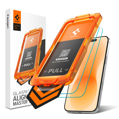 Pellicola protettiva per schermo Spigen GlastR AlignMaster S per Apple iPhone 18 Pro / 17 Pro, Vetro temperato, Full Glue, Set 2 pezzi AGL10105